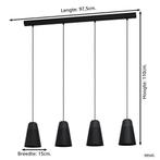 Zwarte 4-lichts hanglamp Canterras van Eglo (Verlichting), Huis en Inrichting, Lampen | Hanglampen, Nieuw, Verzenden