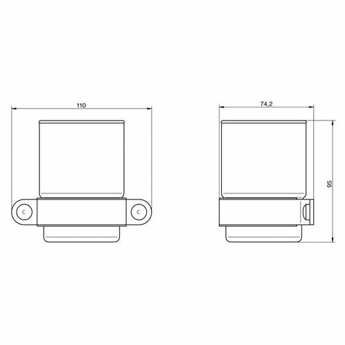 Glashouder Ixi Mat Wit Glas met RVS, Huis en Inrichting, Badkamer | Badtextiel en Accessoires, Ophalen of Verzenden