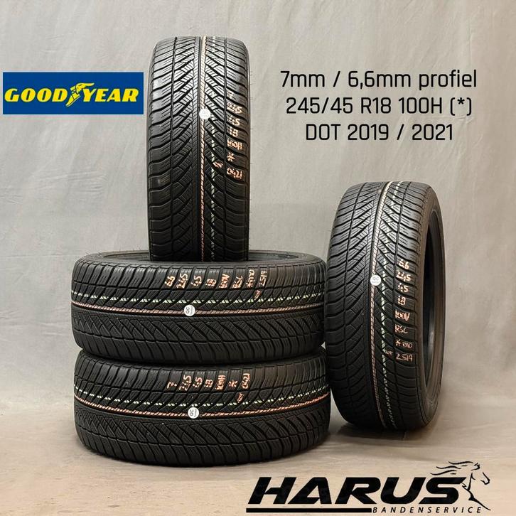 245/45/18 100H Goodyear winterbanden 7/6,6mm profiel 4X, Auto-onderdelen, Banden en Velgen, 18 inch, Erkend duurzaam, Winterbanden