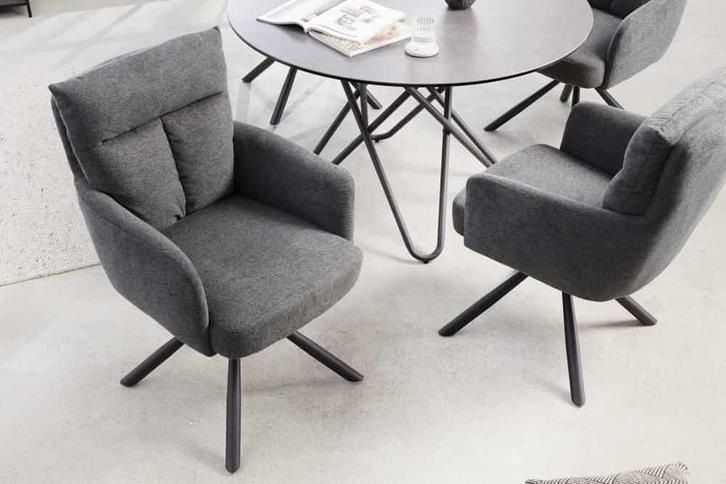 Draaibare retro stoel BIG GEORGE grijs met armleuningen en, Huis en Inrichting, Stoelen, Ophalen of Verzenden