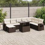 vidaXL 9-delige Loungeset met kussens poly rattan bruin, Verzenden, Nieuw, Rotan, Loungeset