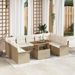 vidaXL 10-delige tuinset met kussens in beige poly rattan en, Verzenden, Nieuw, Rotan, Tuinset