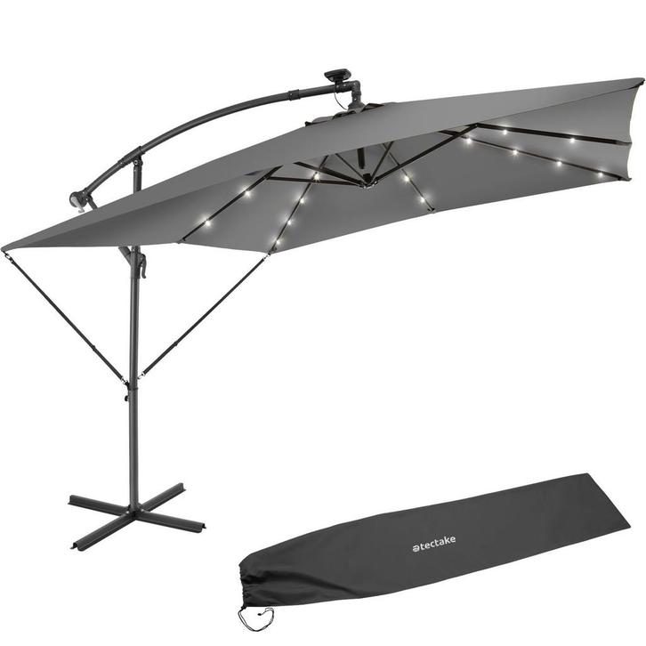 Parasol Sunna LED-zonneenergie met zwengel 2,5 x 2,5 m - lic, Tuin en Terras, Zonneschermen, Verzenden