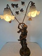 Naar Auguste Moreau - Tafellamp - Hout, Metaal, Brons/ Steen, Antiek en Kunst