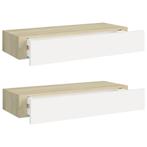 MDF Eiken/Wit Wandschappen | OP = OP | 60x23,5cm, Huis en Inrichting, Woonaccessoires | Wandplanken en Boekenplanken, Ophalen of Verzenden