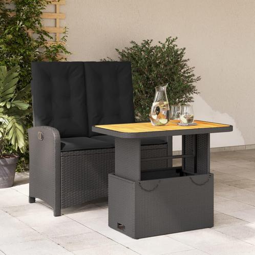vidaXL 2-delige Tuinset met kussens poly rattan zwart, Tuin en Terras, Tuinsets en Loungesets, Tuinset, Nieuw, 2 zitplaatsen, Rotan