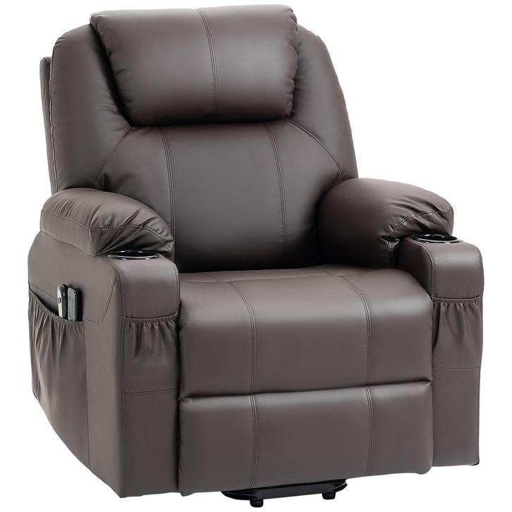 Massagestoel - Luxe uitvoering - Sta-op hulp - Bruin, Huis en Inrichting, Fauteuils, Nieuw, Stof, Ophalen of Verzenden