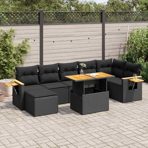 vidaXL 8-delige Loungeset met kussens poly rattan acacia, Tuin en Terras, Tuinsets en Loungesets, Loungeset, Nieuw, Verzenden