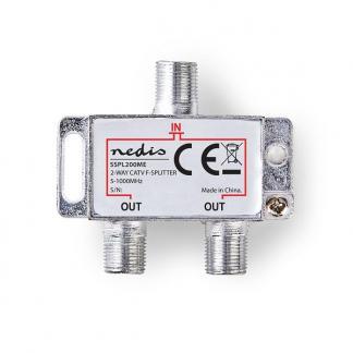 F connector splitter - Nedis (2-weg, 4.2 dB), Computers en Software, Pc- en Netwerkkabels, Nieuw, Verzenden