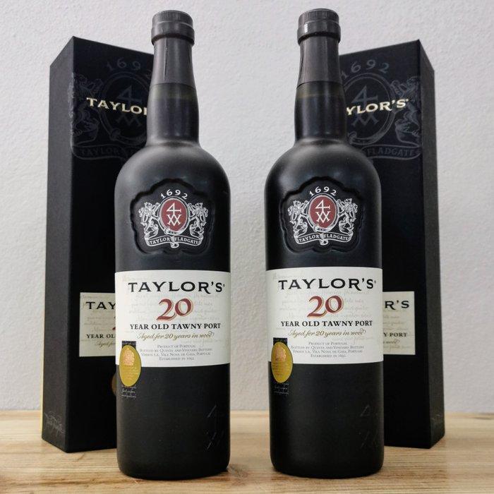Taylors - 20 years old Tawny - Douro - 2 Flessen (0.75, Verzamelen, Wijnen