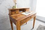 Design secretaire HEMINGWAY M 90cm Sheesham massief houten, Huis en Inrichting, Bureaus, Ophalen of Verzenden, Nieuw