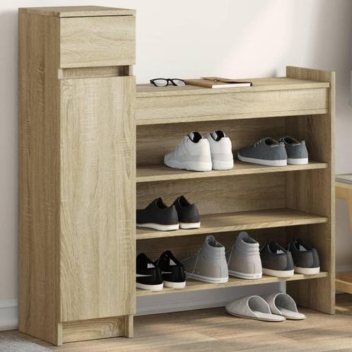 vidaXL Schoenenkast 100,5x28x100 cm bewerkt hout sonoma, Huis en Inrichting, Kasten | Schoenenrekken, Nieuw, Verzenden