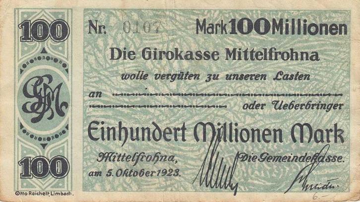 Staedte en Gemeinden nach 1914 Mittelfrohna (sa ), Postzegels en Munten, Munten | Nederland, Verzenden