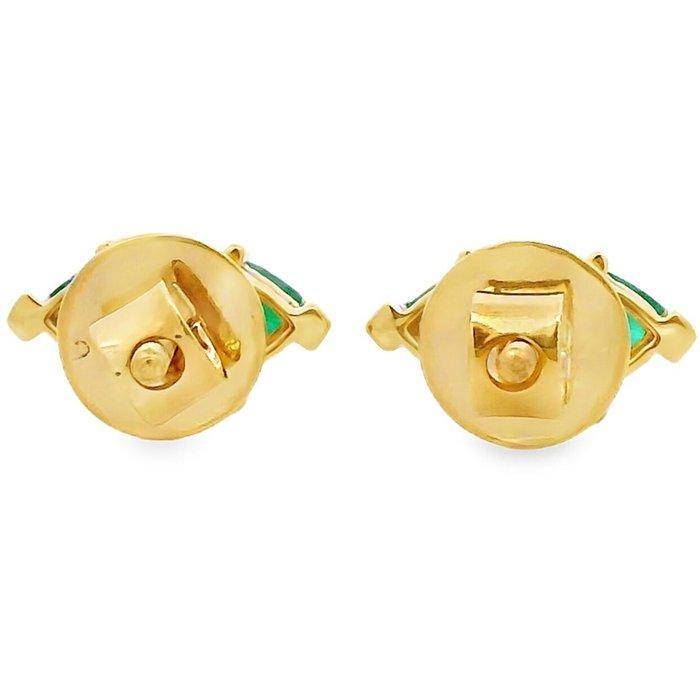 Oorstekers - 14 karaat Geel goud - 1.54ct. tw. Smaragd, Sieraden, Tassen en Uiterlijk, Antieke sieraden