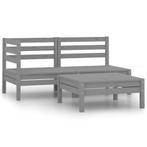 vidaXL 3-delige Loungeset massief grenenhout grijs, Verzenden, Nieuw, Loungeset