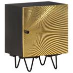 vidaXL Nachtkastje met messing voorkant 40x30x50 cm massief, Huis en Inrichting, Minder dan 45 cm, Verzenden, Nieuw, Minder dan 55 cm