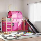vidaXL Stapelbed met glijbaan en gordijnen roze 90x190 cm, Huis en Inrichting, 90 cm, Eenpersoons, Verzenden, Nieuw