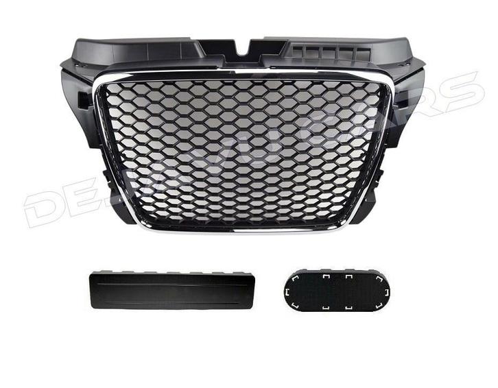 RS3 Look Front Grill Chrome/Black Edition voor Audi A3 8P, Auto diversen, Tuning en Styling, Ophalen of Verzenden