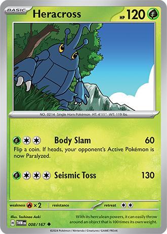 Heracross 008/167 reverse holo Twilight Masquerade, Hobby en Vrije tijd, Verzamelkaartspellen | Pokémon, Losse kaart, Nieuw, Foil