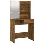 Kaptafel met LED-verlichting 74,5x40x141 cm gerookt eiken..., Huis en Inrichting, Verzenden