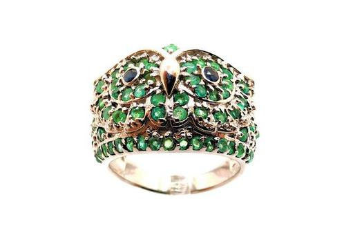 Zonder Minimumprijs - Ring Verguld, Zilver - Smaragden - Uil, Sieraden, Tassen en Uiterlijk, Ringen