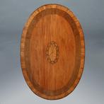 Ovale satijnhouten Louis Seize theetafel met ebben noten en, Ophalen of Verzenden