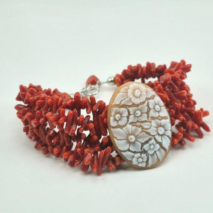 Bloedkoraal - Zilver - Armband - CORALLO MEDITERRANEO, Antiek en Kunst, Curiosa en Brocante