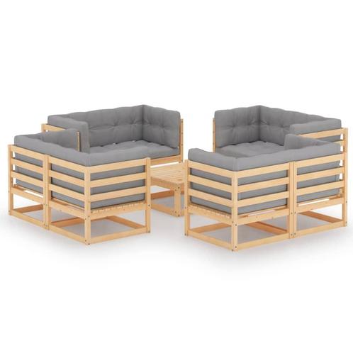 vidaXL 9-delige Loungeset met kussens massief grenenhout, Tuin en Terras, Tuinsets en Loungesets, Loungeset, Nieuw, Verzenden