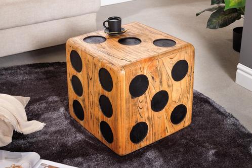 Massieve kubuskruk CUBE 41cm naturel Mindi houten, Huis en Inrichting, Tafels | Sidetables, Ophalen of Verzenden