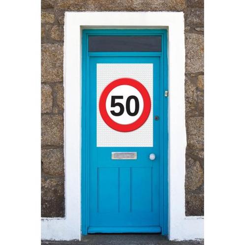 Mega poster 50 jaar verkeersbord - 50 jaar versiering, Hobby en Vrije tijd, Feestartikelen, Ophalen of Verzenden