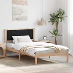 vidaXL Bedframe met Gevoerd Hoofdgedeelte Zwart 100 x 200 cm, Verzenden, Nieuw, Bruin, Hout