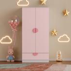 Kinderkast Sandnes kledingkast 123x60x40 cm wit en roze [en., Verzenden, Nieuw