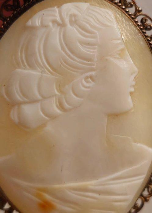 Zonder Minimumprijs - Cameo Brons, Verguld, Schelp cameo uit, Sieraden, Tassen en Uiterlijk, Antieke sieraden