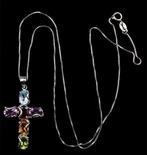 Amethist - Zilver, Collier de la Croix des 5 Dons :