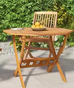 Ronde Opvouwbare Tuintafel – Acaciahout met Parasolgat, Tuin en Terras, Verzenden, Nieuw