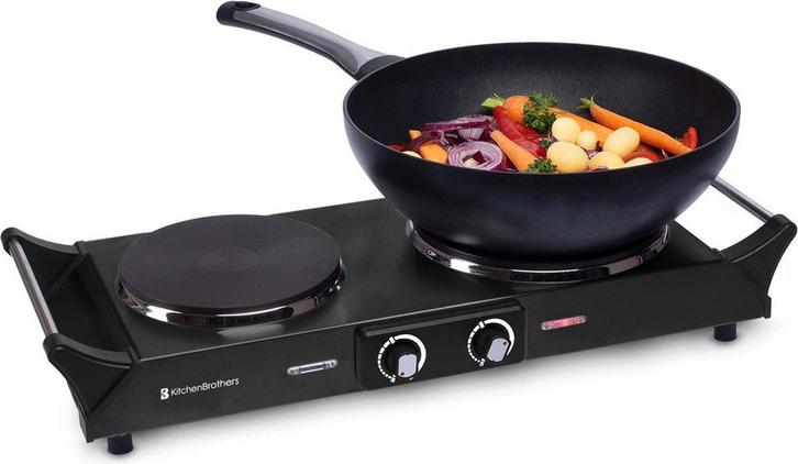 2dekans | KitchenBrothers Elektrische Kookplaat - 2 Pits -, Witgoed en Apparatuur, Kookplaten, Zo goed als nieuw, Ophalen of Verzenden