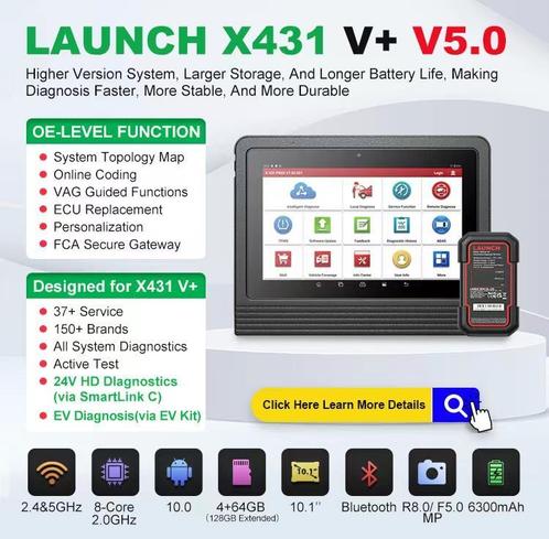 Launch X431 V+ 5.0 2025 universeel uitleesapparaat obd eobd, Auto-onderdelen, Elektronica en Kabels, Nieuw, Verzenden