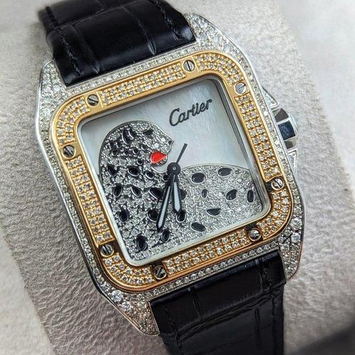 Cartier - Santos 100 Diamonds Leopard Special - 3001 - Heren, Sieraden, Tassen en Uiterlijk, Horloges | Heren
