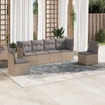 vidaXL 6-delige Loungeset met kussens poly rattan beige, Verzenden, Nieuw, Rotan, Loungeset