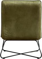 Olijfgroene leren industriële fauteuils zonder armleuning -, Huis en Inrichting, Fauteuils, Nieuw, Ophalen of Verzenden, 50 tot 75 cm