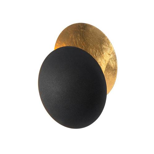 Moderne wandlamp zwart met goud - Sunrise, Huis en Inrichting, Lampen | Wandlampen, Nieuw, Overige materialen