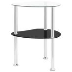 vidaXL Bijzettafel 2-laags 38x38x50 cm gehard glas, Huis en Inrichting, Tafels | Bijzettafels, Verzenden, Nieuw