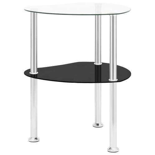 vidaXL Bijzettafel 2-laags 38x38x50 cm gehard glas, Huis en Inrichting, Tafels | Bijzettafels, Nieuw, Verzenden