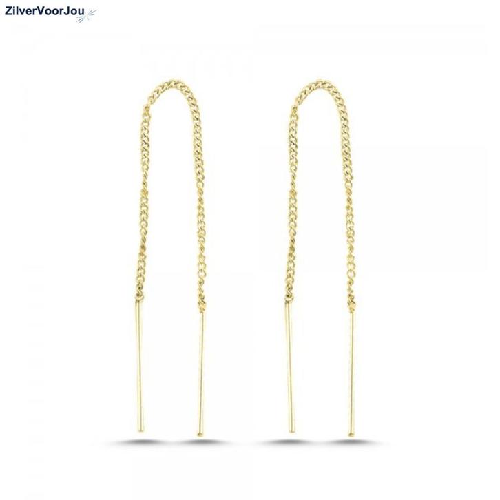 Gold plated 925 zilveren threader staafjes, Sieraden, Tassen en Uiterlijk, Oorbellen, Nieuw, Verzenden
