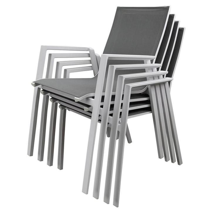 Set van 4 x New Valley dining tuinstoel stapelbaar wit, Tuin en Terras, Tuinstoelen, Nieuw, Ophalen of Verzenden