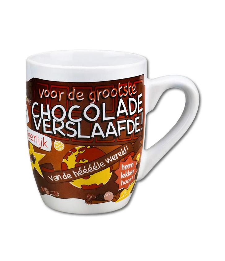 Mok Chocolade Verslaafde 12cm, Huis en Inrichting, Keuken | Servies, Nieuw, Verzenden