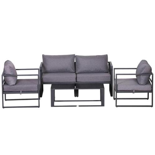TRUUSK 4-delige Tuinmeubelset, Zitgroep, Bank Met Zitkussens, Tuin en Terras, Tuinsets en Loungesets, Nieuw, Verzenden