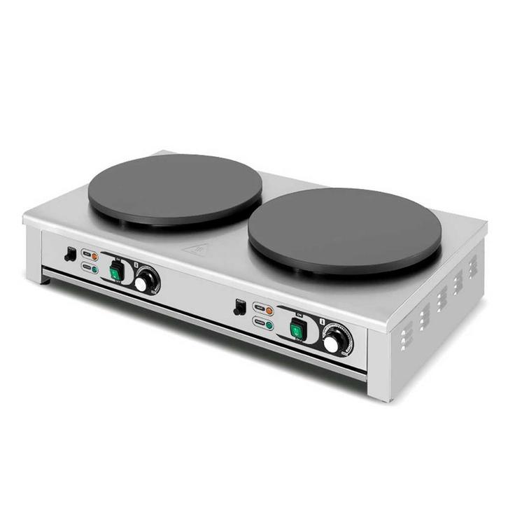 HCB Dubbele crêpe bakplaat - 230V - RVS, Zakelijke goederen, Horeca | Keukenapparatuur, Nieuw in verpakking, Fornuis, Frituur en Grillen