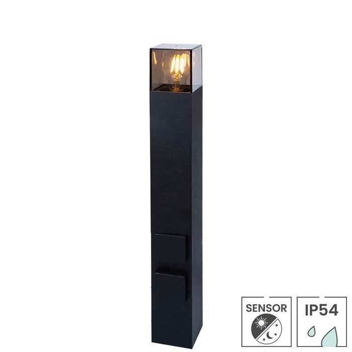 Buitenstopcontact op zuil Lund | Schemersensor | E27 fitting, Doe-het-zelf en Verbouw, Elektra en Kabels, Nieuw, Verzenden