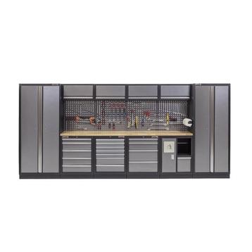 Complete Werkplaatsinrichting, werkbank houten blad, beschikbaar voor biedingen